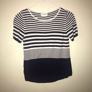 OLIVE AND OAK BLUE AND WHITE STRIPED SWEATER TOP